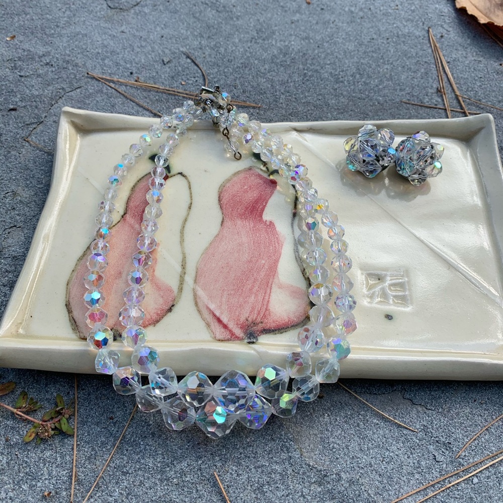 Vintage “Aurora” Crystal necklace & earring set